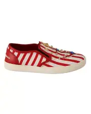 Dolce & Gabbana Sicily Slip-On Sneakers RedWhite - Flats -Size 36