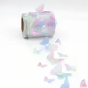 3D Butterfly Pattern Gradient Blue Mesh Organza Ribbon Roll Insect Bug Fairy