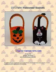 Mini Halloween Baskets-Pumpkin and Cat-Plastic Canvas Pattern or Kit