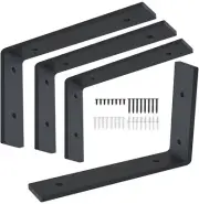 12 Inch Shelf Bracket Heavy Duty L 12 x 8 12*8 inch, Black