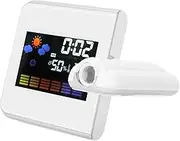 ANKROYU Indoor Projection LED Clock Thermometer, Digital Projector Clock Ceiling， Hygrometer Weather Forecast Snooze Perpetual Calendar(White)