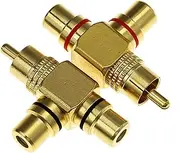 PRO 2 x RCA Y Shape Splitter 1 Male Plug to 2 Female SOCKETS AV Adapter Gold