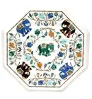 18'' antique white Marble coffee wall panel Table Top Inlay pietra dura elephant