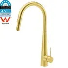 Brushed Gold 2 Spray Pull Out Kitchen Tap Laundry Sink Mixer Swivel Round Faucet
