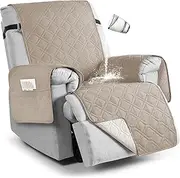 LIWEGHT Chair Covers for Recliner Couch Covers for Dog Waterproof Sofa Covers for Pets Non-Slip Sofa Slipcover Thick Quilted Couch Protector with Elastic Strap for Kids Washable（ Khaki）