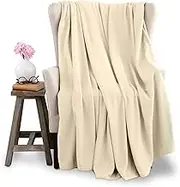 Twin Size Microfleece Blanket | Fleece Bed Blanket | All-Season Comfort| Supersoft Lightweight Throw Blanket | Plush Throw Blanket for Bed Couch or Sofa | Travel Blanket | Pet-Friendly | Ivory