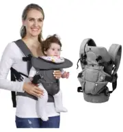 Zimo Baby Soft Carrier, 4-in-1 Ergonomic Adjustable Straps Breathable Gray