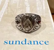 NWT Sundance Catalog Brown Topaz Garnet Silver “Regal Radiance Ring” Size 8 $98
