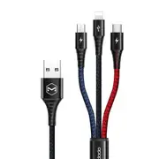 3 in 1 CA-6220 Armor Series Micro USB + 8 Pin + Type-C to USB Cable, Length: 1.2m (Black)
