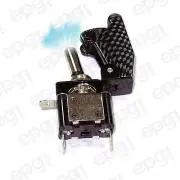 ON/OFF SPST 3P BLUE ILLUMINATED TOGGLE SWITCH w/CARBON FIBR COVER #662051/665014