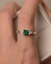 1.83 Ct Square Cut Natural Emerald Diamond Proposal Ring14K solid white gold