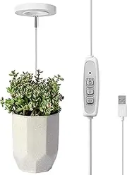 Plant Grow Light, Full Spectrum LED Plant Light for Indoor Plants, Height Adjustable Growing Lamp with Auto On/Off Timer 2/4/8H, 4 Dimmable Brightness, Ideal for Small Plants(1 Pack)
