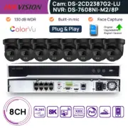 Hikvision Original 8CH 8K NVR ColorVu CCTV Security System 8MP IP Camera Mic POE