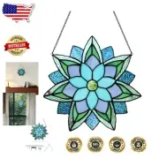 Enchanting 12-Inch Handmade Flower Stained Glass Suncatcher - Colorful Charm