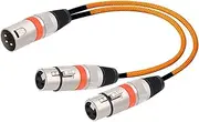 ROBAUN Balanced XLR Y Splitter Cable Color Weaving Microphone Cord-3Pin 1 Male to 2 Female XLR Y Cable 0.3 0.5M(Orange,0.5m)