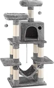 i.Pet Cat Tree 145cm Tower Scratching Post Trees Scratcher Condo House Light Grey