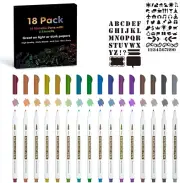 "Metallic Marker Pens Set with Stencils - 18 Pack"