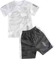 [TiaoBug] Boy's 2-Pieces Soccer Jersey and Short Sets Quick Dry Football Basketball Sports Team Training Set