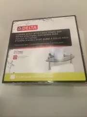Delta Glass Bath Corner Shelf HEXTN16-BN 8" with Hand Towel Bar Brushed Nickel
