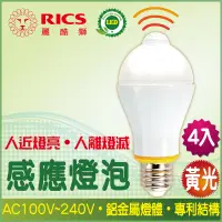 在飛比找PChome24h購物優惠-麗酷獅 7W LED感應燈泡/黃光 (4入)