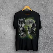90s Retro Wolves Howling at the Moon T-shirt, Vintage Tee, Graphic Shirt
