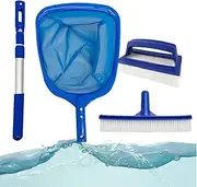 Swimming Pool Cleaning Kit 4 Pool Cleaning Pools with Adjustable Poles, Pool Brush Leaf Bag, Portable Pool Maintenance Kit with Pool Skimmer Net for Ground Pools, Ponds, Fountains