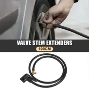 1m 39.37" Tyre Inflator Hose Adapter Deflatable with Connector Black Rubber