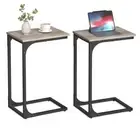 C-Shaped End Table Set of Small Side Table for Couch, Sofa 2 Greige + Black