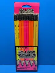 Blazing Writers 10 Pencils No 2 Empire Berol Made In USA Vintage Neon