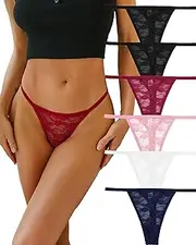 [ALL OF ME] Pack of 6 Sexy String Thongs Set Underpants Women's Lace Underwear Soft Woman Lingerie Hipster Sexy Thongs for Women Multipack S-XL