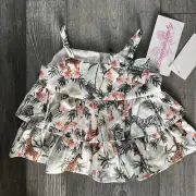 New NWT Bonnie BabyGirls 6-9 Months Pretty Rumba Ruffle Safari Top Shirt