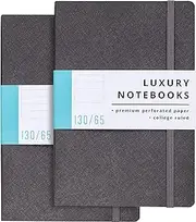 Papercode Lined Journal Notebooks (2 Pack) - Luxury Journals for Writing w/ 130 Pages, Soft Cover - Executive Notebooks for Work, Travel, College - Gray