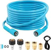 25FT Pressure Washer Hose 1/4, 4000PSI Kink Free Super Flex Power Washing Hose, Universal Electric Power Washing Replacement/Extension Hose with M22 to 3/8 Quick Connect Set and Extension Adapter