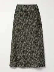 [DÔEN] DÔEN - Elowena Polka-dot Silk-blend Midi Skirt - Black - small small Black