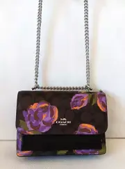 NWT COACH CL460 MINI Klare Signature Canvas & Leather Crossbody with Rose Print