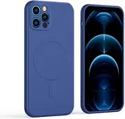 Silicone Magnetic Case for iPhone 14 Plus 13 12 Mini 11 Pro XS Max X XR Wireless Charging Cases Lens Protect Magnet Cover,BU,for iPhone 12Pro Max