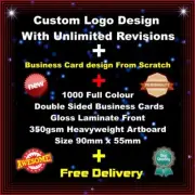 1000 Full Colour Double Sided Business Cards + Custom Logo Design + Free Post