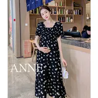 在飛比找蝦皮商城優惠-ANNE｜孕婦方領碎花洋裝【AD10205】大碼碎花洋裝 孕