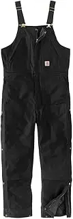 [CARHARTT] Mens Loose Fit Firm Duck Insulated Biberall Bibs Overalls, Black, 5X-Large Big US