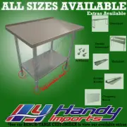 610 x 762mm NEW 430 STAINLESS STEEL WORK CORNER BENCH TABLE WITH SPLASHBACK