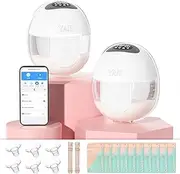 2 Pack Breast Pump Hands-Free, Wearable Breast Pump with App, Portable Electric Breast Pump with 4 Modes & 16 Levels, 17/19/21mm Insert/Flange