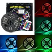 5M RGB 5050 LED Strip Light Black PCB Waterproof Flexible Rope Light with Remote