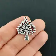 BULK 25 Tree Charms Antique Silver Tone with Fabulous Leaf Details - SC512
