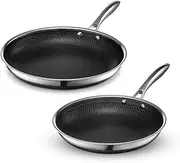 HexClad Hybrid Nonstick 2-Piece Fry Pan Set, 25 and 30 cm Frying Pans, Stay-Cool Handles, Dishwasher-Friendly, Induction-Ready, Compatible with All Cooktops