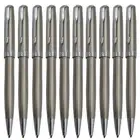 10 Pcs Parker Sonnet Ballpoint Pen Steel Color + Silver Clip 0.7mm M Ink Refill