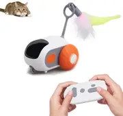 Smart Interactive Cat Toy with Two Adjustable Speeds, USB Rechargeable Remote Control (Orange)