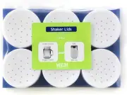 (6 Pack) - White M.E.M Plastic Replacement Lids for 4 Oz Golden Harvest Salt