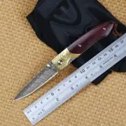 Ebony Wood Custom Made Old Vintage Pocket Knife Collection Fans Damascus Steel