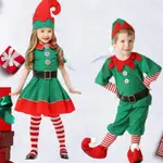 兒童綠精靈套裝4件套綠色親子聖誕裝