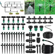 124FT Drip Irrigation Kit,Automatic Irrigation System Garden Watering Misting System with 1/4 inch 1/2 inch Irrigation Tubing Hose for Yard, Lawn,Greenhouse
